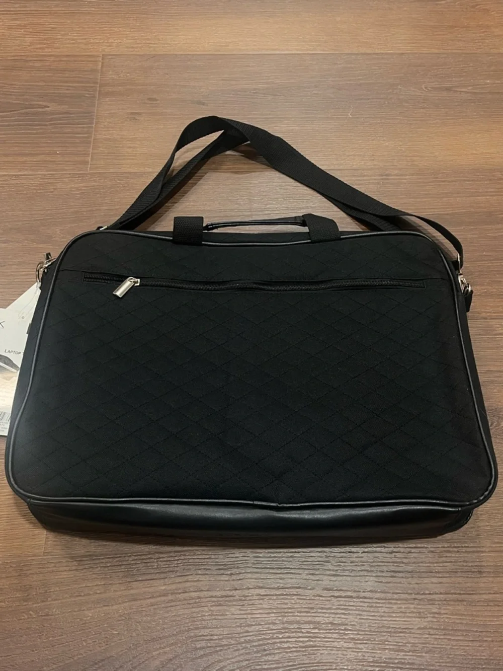 New Buxton black quilted laptop bag tote 15.6 size water repellent NWT